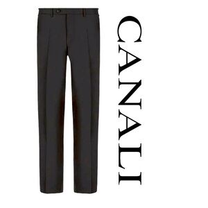 Canali (Size W-38 x 31) Men’s Black Wool Gaberdine Twill Dress Suit Pants